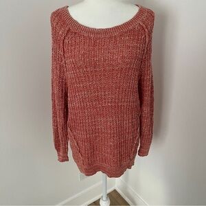 Free People M Star Dune Dusty Peach Marled Pullover Oversized Sweater Boho *C18
